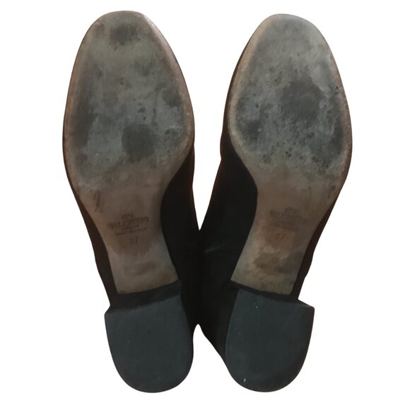 Valentino Suede Leather Boots Black 37 Block Heel - Picture 9 of 11